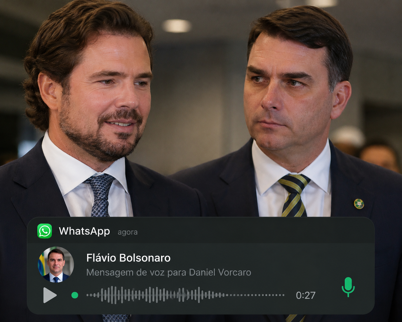 ÁUDIO VAZADO ENTRE FLÁVIO BOLSONARO E DANIEL VORCARO EXPÕE PEDIDO MILIONÁRIO PARA FILME SOBRE JAIR BOLSONARO