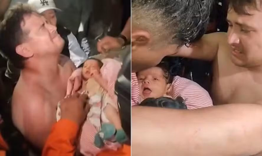 BEBÊ DE 18 DIAS E MÃE SÃO RESGATADOS COM VIDA APÓS 32 HORAS SOB ESCOMBROS NA VENEZUELA