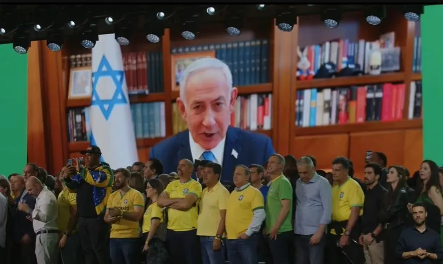 NETANYAHU PARABENIZA FLÁVIO BOLSONARO EM VÍDEO EXIBIDO NO LANÇAMENTO DA CANDIDATURA